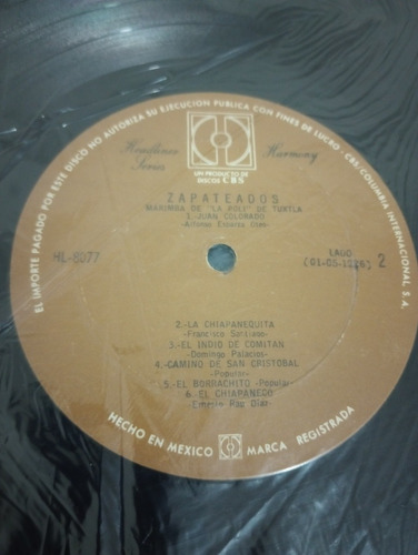 Lp Vinil Marimba La Poli De Tuxtla - Zapateados (Usado)