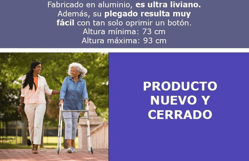 Imagen 4 de 6 de Andador Ortopédico De Aluminio Plegable 2 Ruedas Adulto