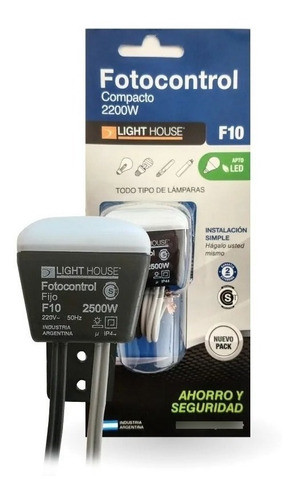 Fotocontrol Light House 2200w 4 Cables F10 Apto Lamparas Led