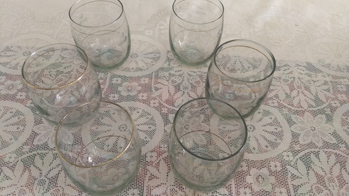 Vasos De Vidrio Finos Con Bordes Dorado 