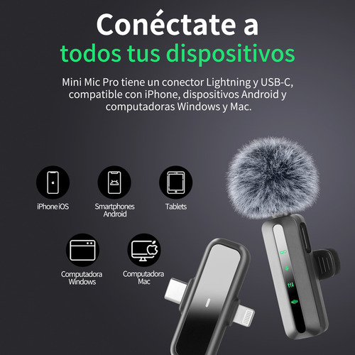 Micrófono De Solapa Inalámbrico Para iPhone, iPad Y Android Moyac MYCMIC201