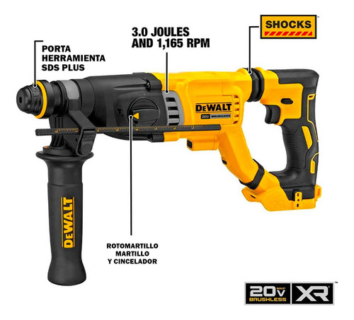 Rotomartillo Sdsplus 20v Xr Brushless Dewalt Dch263b Sin Bat