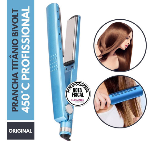 Prancha Chapinha De Cabelo Profissional Titânio Pro Bivolt Cor Azul-celeste 110v/220v