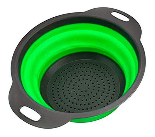 Colador de silicona multiusos para recetas de ensaladas, color verde