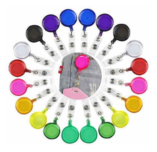 20 Yoyo Porta Credencial Gafetes Indentificacion Colores Set