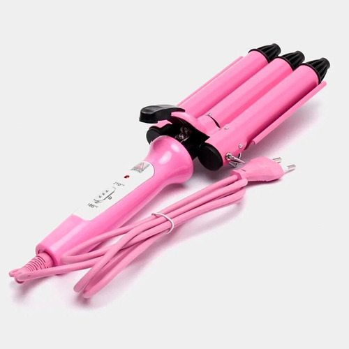 Cacheador Tri-ondas Rosa Bivolt 25mm Cabelos Sereia Cerâmica
