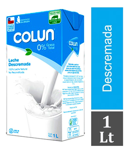 Leche Descremada Colun 1 Litro Pack 12 Unidades