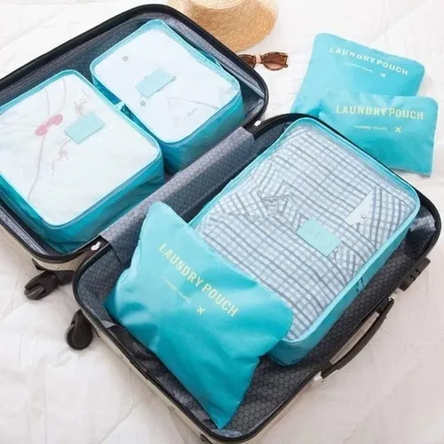 Set Organizadores de Maleta Bolsas Impermeable para Viaje 6PCS Azul 92B -  Shopstar