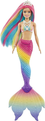 Barbie Sirena Dreamtopia Mágica Con Cabello Color Arco Iris 