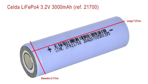 Celda Lifepo4 3.2v 3000mah (ref. 21700)