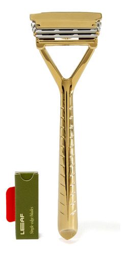 The Leaf Razor, Gold - Maquinilla De Afeitar De Tres Cuchill