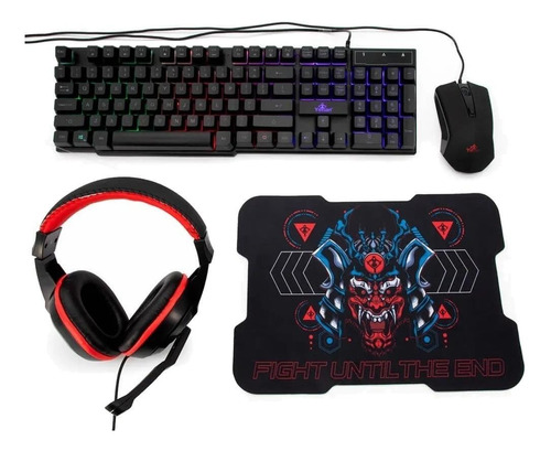 Kit de teclado y mouse gamer YeYian YKH-20707 Español Latinoamérica de color negro