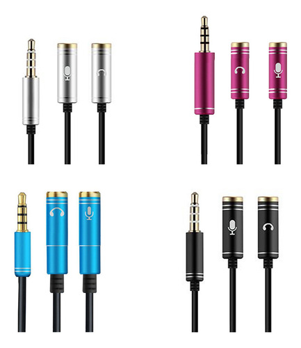 Cable Adaptador 2 A 1 Jack 3.5 Audio Microfono Auricular Ps4 Color Celeste