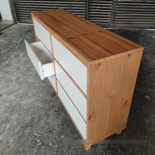 Comoda Cajonera 6 Cajones Paraiso Laqueado Semimate Paraiso/blanco