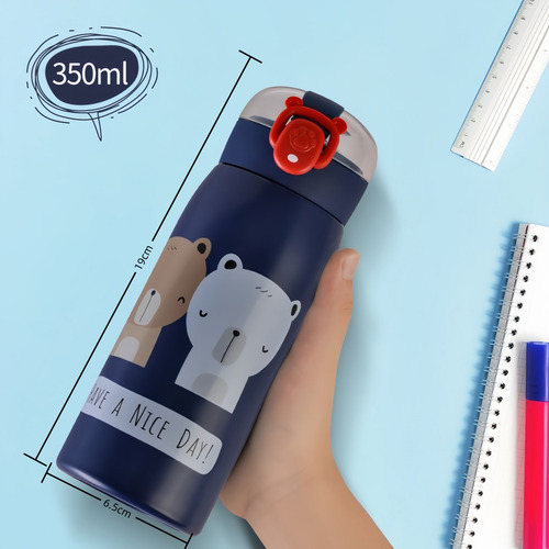 Termo Infantil Acero Inoxidable 350ml Con Popote Seguro