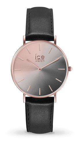 Reloj Mujer Ice Watch 15755 Cuarzo 40mm Pulso Negro En Cuero