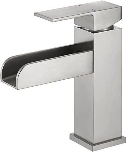 Griferia Mono Baño Cascada Moderna Acabado Nickel Cepillado