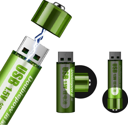 Pilas De Litio Aa Recargable X 4 Usb