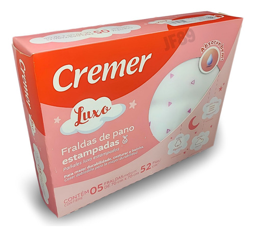 Fralda De Pano Estampada Dupla Camada Cremer Luxo 5 Uni