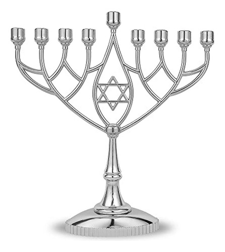 Zion Judaica Hanukkah Menorah Silverplated Tamaño Completo