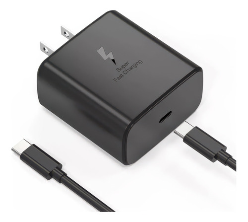 Cargador 45w Tipo C Carga Súper Rápida Compatible Con Cable Negro