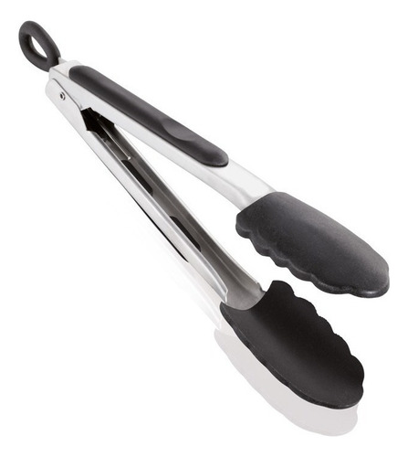 Pinza Gastronomica Mediana Cocina Punta Silicona 29 Cm Color Negro