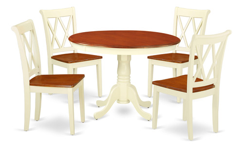 East West Furniture Hlcl5-bmk-w - Juego De Comedor De 5 Pie.