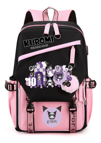 Mochila Escolar Kuromi Melody Peripheral De Gran Capacidad 1 Color Rosa