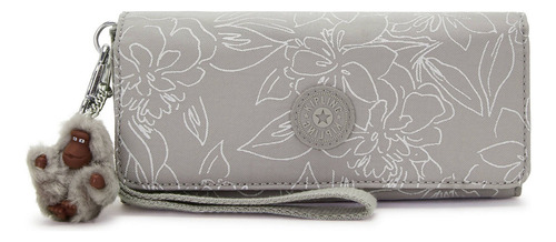 Billetera Kipling Rubi Con Diseño Floreado Color Gris De Polyester - 6.7cm X 19.05cm X 2.54cm