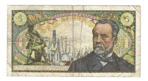 Billete Francia 5 Francos (1969) Luis Pasteur
