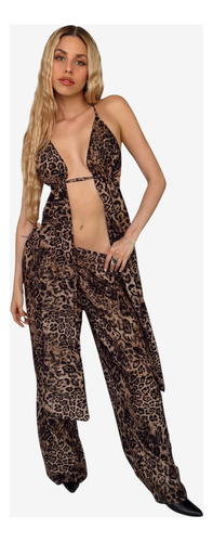 Blusa Mil Usos Animal Print Top Feline