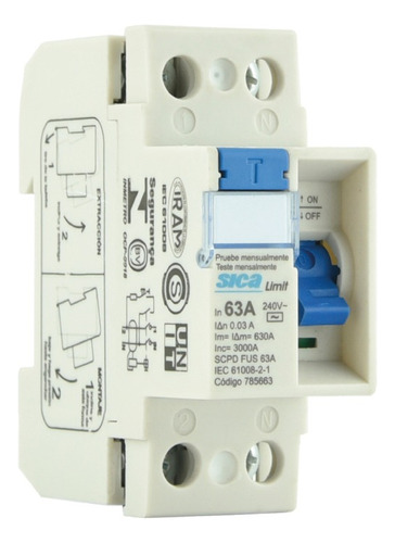 Interruptor Diferencial Sica 2x63a