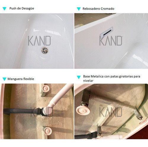 Imagen 10 de 10 de Tina De Baño Minimalista Sin Hidromasaje Kand 1 Persona