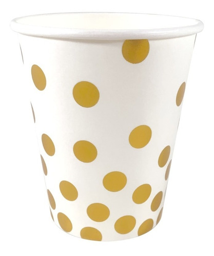 Imagen 1 de 5 de Vaso De Polipapel Lunares Dorados X 6 Unidades