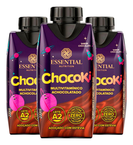 Kit 3 Chocoki Ready Achocolatado Essential 200ml