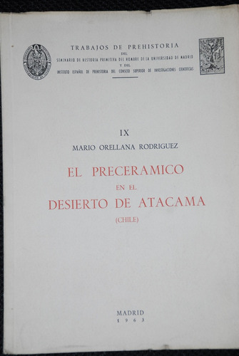 Atacama Preceramico Arqueologia 1963 Ghatchi Orellana
