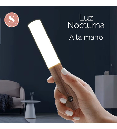 Luz Led Portatil Nocturna Con Sensor Estilo Madera