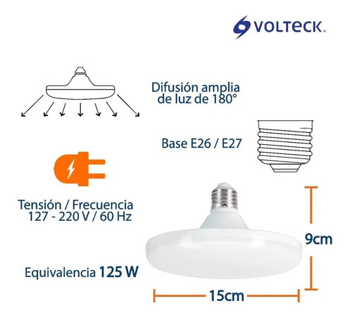 Imagen 2 de 6 de Lámpara De Led, Circular, 18 W, Luz De Día, Volteck, 46091
