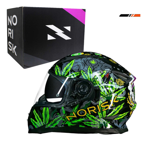 Capacete Norisk Ff302 Soul Magic Seeds Verde