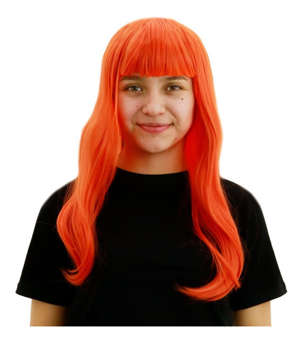 Peluca Retro Cosplay Anime Naranja Con Fleco