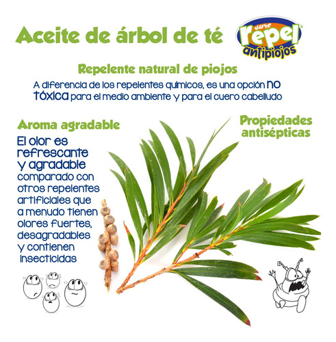 Shampoo Antipiojos Sure Repel Árbol De Té Pack2 Con 2 Peines