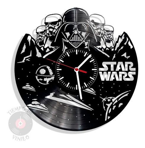 Reloj De Pared Elaborado En Disco Lp Ref. Star Wars 01