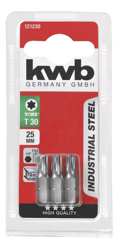 Puntas Torx Kwb T30 X 25 Mm X 3 Unidades Encastre 1/4