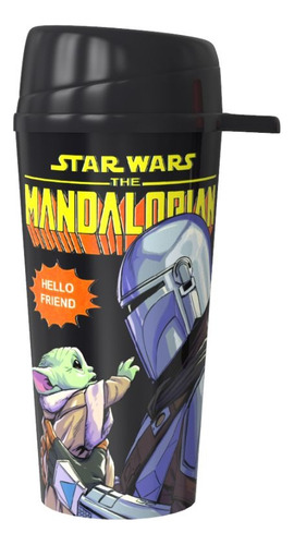 Vaso 18 Oz Tapa Pico Movil Mandalorian Star Wars