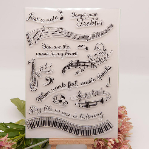 Sellos De Letras Con Temas Musicales, Sellos Transparentes