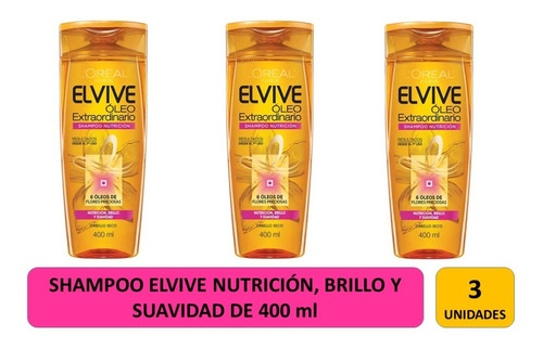 Pack De 3 Shampoo Elvive Nutrición