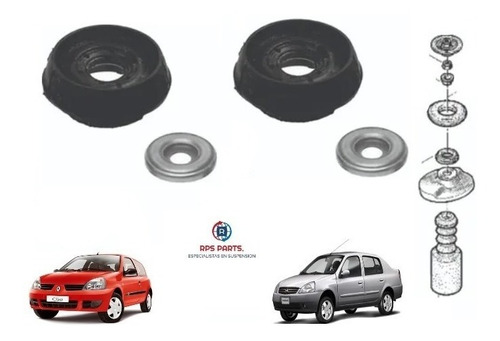 2 Bases Amortiguador C/balero Platina/clio/kangoo 02-10