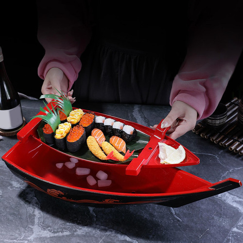 Plato Para Servir Sushi Sashimi, Plato Multifuncional M Rojo