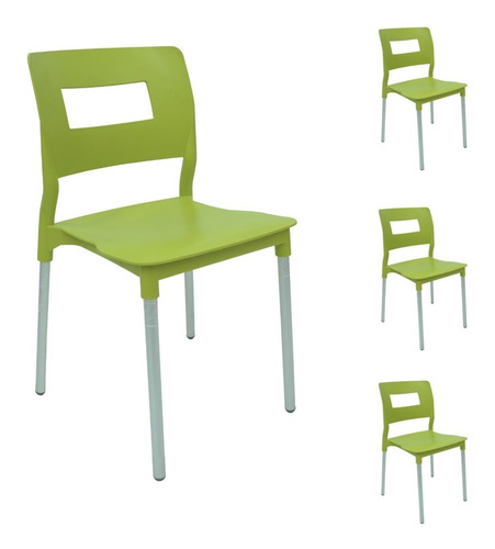 Set De 4 Sillas Valencia Modernas P Restaurante Estructura De La Silla Aluminio Asiento Aceituna