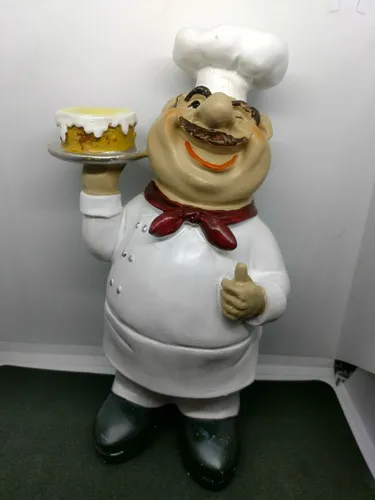 Figura Chef Con Torta De Resina 20cm X 9cm Excelente Calidad